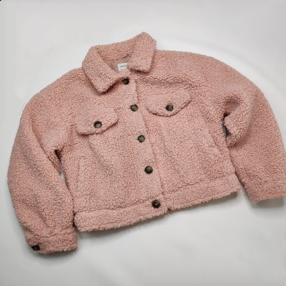 Forever 21 Teddy Bear Sherpa Button Up Jacket L